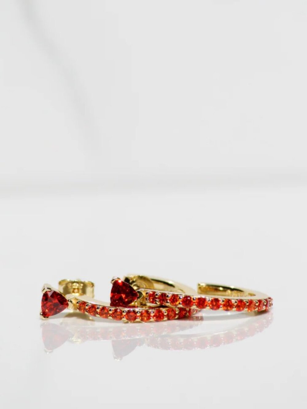 Native Gem Triage Huggies Padparadscha CZ 14K Gold Vermeil Orange Gemstone